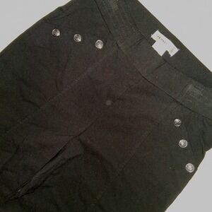 Retrolog Black Dress Pants Silver Button Accents‎ Career Work Elegant Women